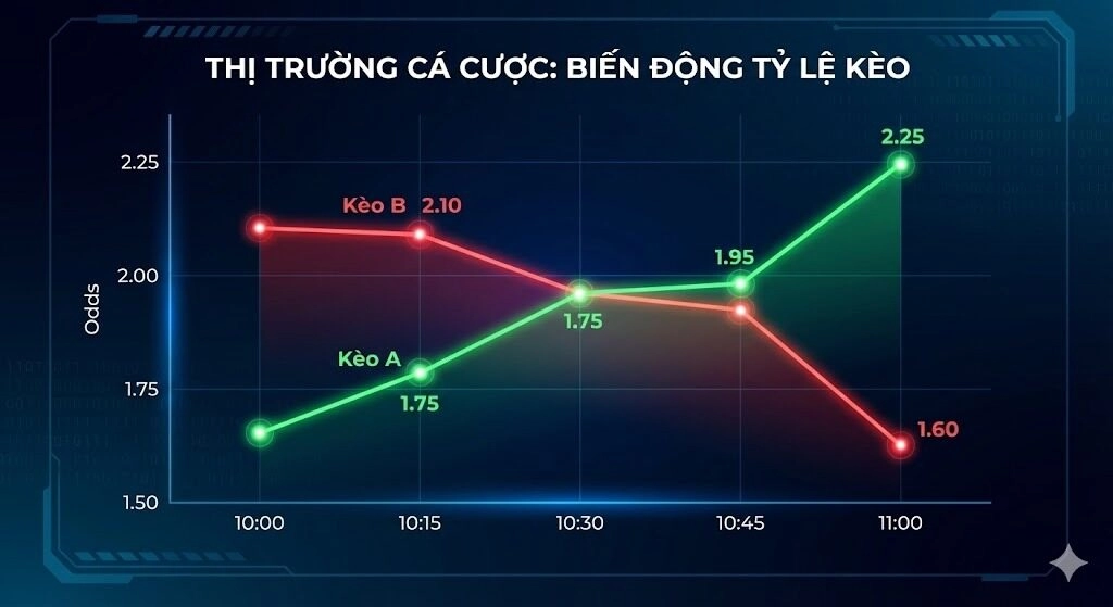Cách xem biến động tỷ lệ kèo: Bí quyết săn kèo thơm 2025 1 Thời điểm vàng trong cách xem biến động tỷ lệ kèo
